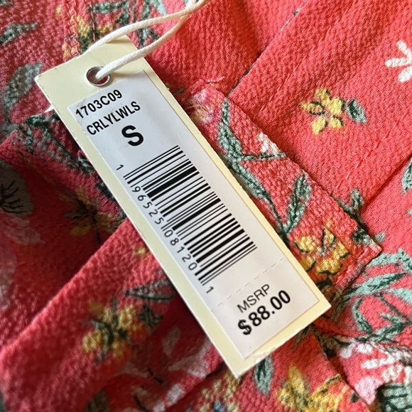 NWT Max Studio shorts tie waist, floral coral color. Women’s size small - Picture 5 of 9